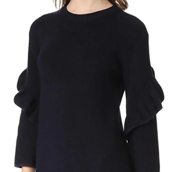 Tory Burch Ashley Navy Ruffled Sleeve Sweater Dress - Picture 5 of 16
